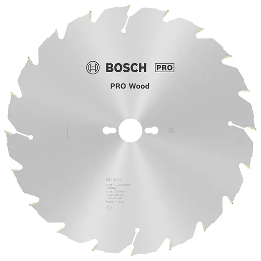Диск циркулярен за рязане Bosch на дърво напречно надлъжно с HM пластини  315 мм, 30 мм, 2.2 мм, 20 z, PRO Wood
