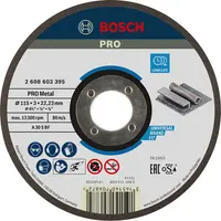 Диск карбофлексен за рязане Bosch на метал  115 мм, 3 мм, 22.23 мм, PRO Metal