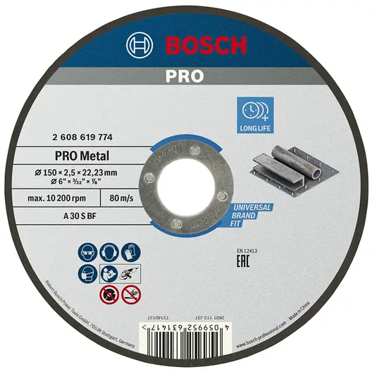 Диск карбофлексен за рязане Bosch на метал  150 мм, 2.5 мм, 22.23 мм, PRO Metal