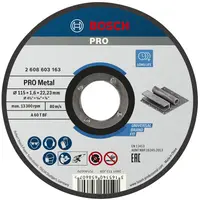 Диск карбофлексен за рязане Bosch на метал  115 мм, 1.6 мм, 22.23 мм, PRO Metal