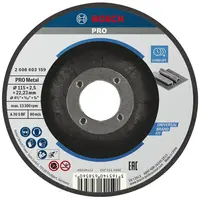 Диск карбофлексен за рязане Bosch на метал  115 мм, 2.5 мм, 22.23 мм, PRO Metal