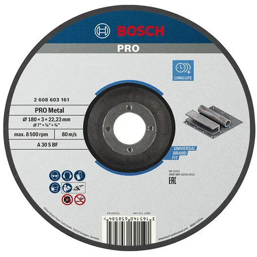 Диск карбофлексен за рязане Bosch на метал  180 мм, 3 мм, 22.23 мм, PRO Metal