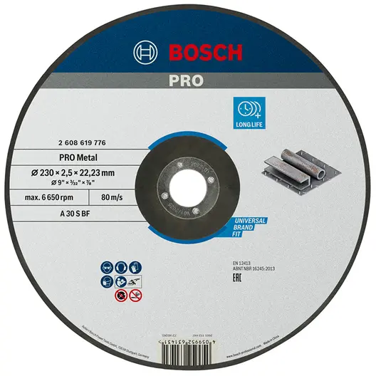Диск карбофлексен за рязане Bosch на метал  230 мм, 2.5 мм, 22.23 мм, PRO Metal