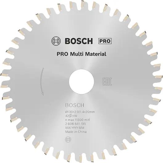 Диск циркулярен за рязане Bosch универсален с HM пластини  130 мм, 20 мм, 1.4 мм, 42 z, PRO Multi Material
