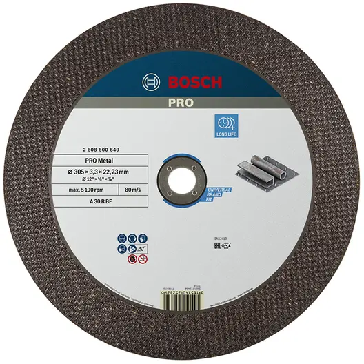 Диск карбофлексен за рязане Bosch на метал  305 мм, 3.3 мм, 22.23 мм, PRO Metal