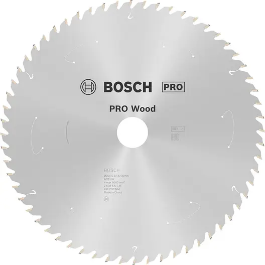 Диск карбиден за рязане Bosch на дърво  254 мм, 30 мм, 1.6 мм, 60 z, PRO Wood cordless