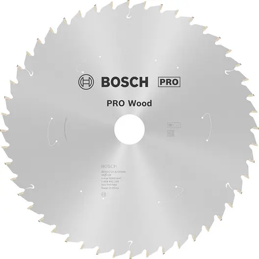 Диск карбиден за рязане Bosch на дърво  254 мм, 30 мм, 1.6 мм, 48 z, PRO Wood cordless