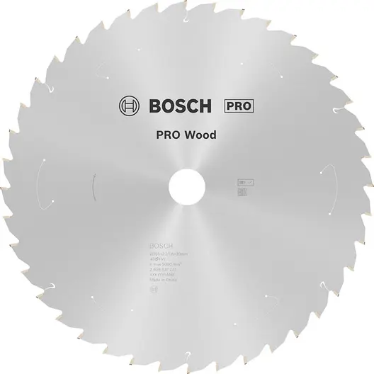 Диск карбиден за рязане Bosch на дърво  305 мм, 30 мм, 1.6 мм, 40 z, PRO Wood cordless