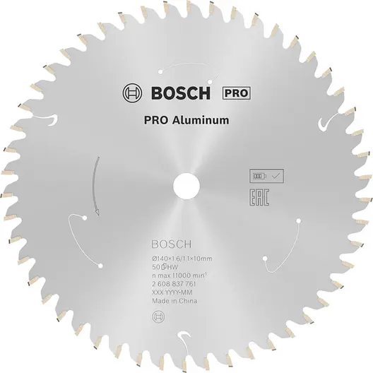 Диск карбиден за рязане Bosch на алуминий  140 мм, 10 мм, 1.1 мм, 50 z, PRO Aluminium cordless
