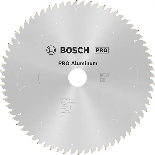 Диск карбиден за рязане Bosch на алуминий  250 мм, 30 мм, 1.8 мм, 68 z, PRO Aluminium cordless