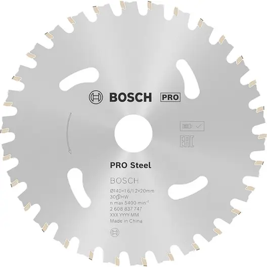 Диск карбиден за рязане Bosch на метал  140 мм, 20 мм, 1.2 мм, 30 z, PRO Steel cordless