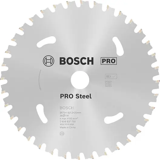 Диск карбиден за рязане Bosch на метал  173 мм, 20 мм, 1.2 мм, 36 z, PRO Steel cordless