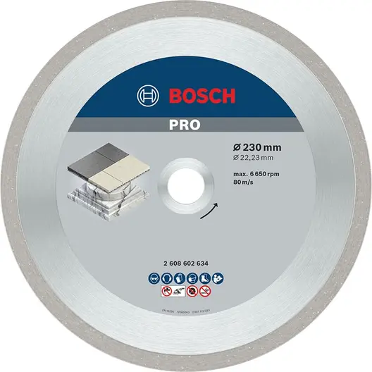 Диск диамантен за сухо рязане Bosch на керамика, теракот и фаянс  230 мм, 22.23 мм, 2.4 мм, PRO Ceramic