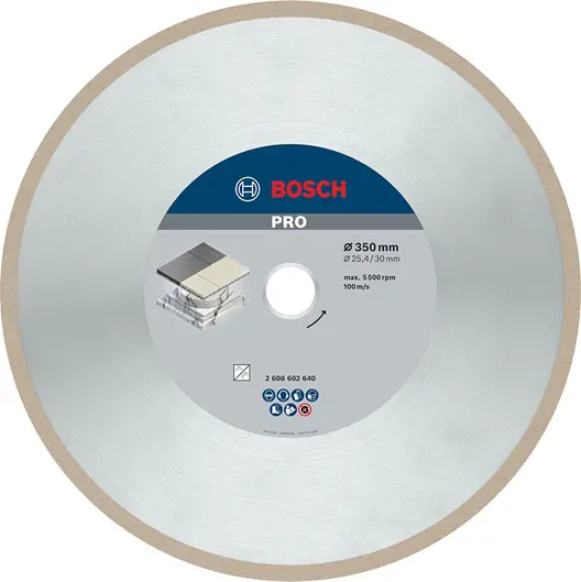Диск диамантен за сухо рязане Bosch на керамика, теракот и фаянс  350 мм, 25.4 мм, 3 мм, PRO Ceramic