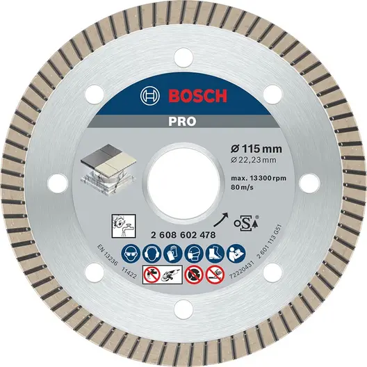 Диск диамантен за сухо рязане Bosch на керамика, теракот и фаянс  115 мм, 22.23 мм, 1.4 мм, PRO Ceramic