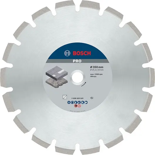 Диск диамантен за сухо и мокро рязане Bosch на асфалт  350 мм, 20/25.4 мм, 3.2 мм, PRO Asphalt
