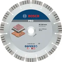 Диск диамантен за сухо рязане Bosch на гранит, мрамор и скални материали  230 мм, 22.23 мм, 2.4 мм, PRO Stone
