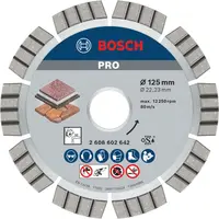 Диск диамантен за сухо рязане Bosch на гранит, мрамор и скални материали  125 мм, 22.23 мм, 2.2 мм, PRO Stone