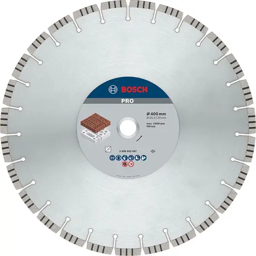 Диск диамантен за сухо рязане Bosch на тухли  400 мм, 20/25.4 мм, 3.2 мм, PRO Abrasive