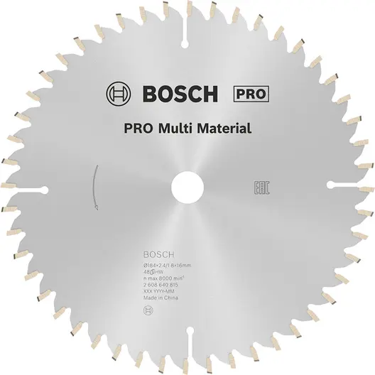 Диск циркулярен за рязане Bosch универсален с HM пластини  184 мм, 16 мм, 1.8 мм, 48 z, PRO Multi Material