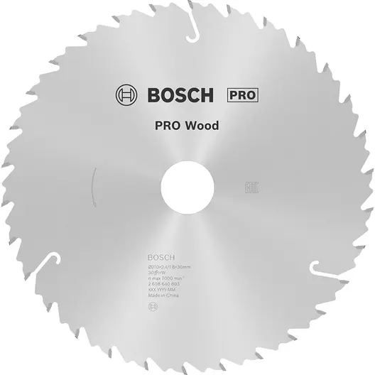 Диск циркулярен за рязане Bosch на дърво напречно надлъжно с HM пластини  210 мм, 30 мм, 1.8 мм, 30 z, PRO Wood
