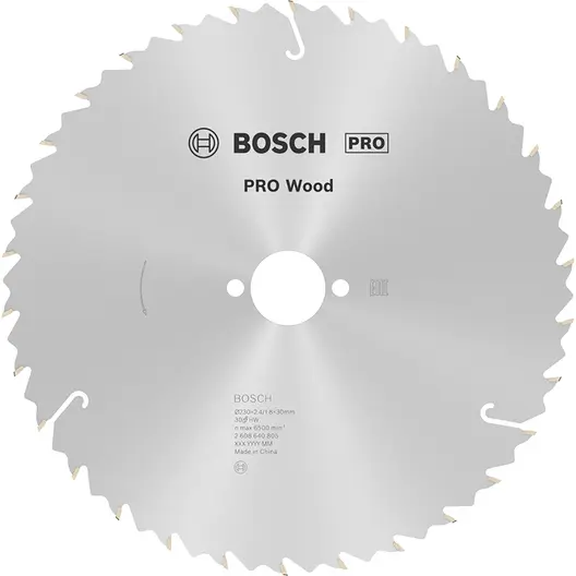Диск циркулярен за рязане Bosch на дърво напречно надлъжно с HM пластини  230 мм, 30 мм, 1.8 мм, 30 z, PRO Wood