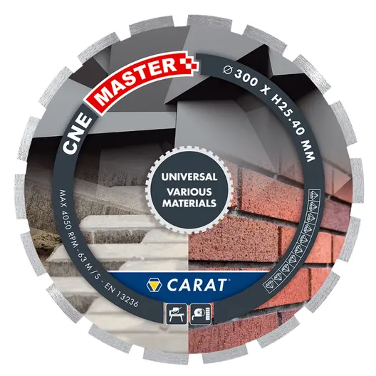 Диск диамантен за мокро рязане Carat универсален  300 мм, 25.4 мм, CNEM