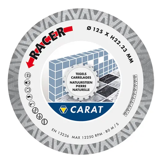 Диск диамантен Carat за сухо рязане на порцелан и твърди материали  115 мм, 22.23 мм, 1.2 мм, CDB