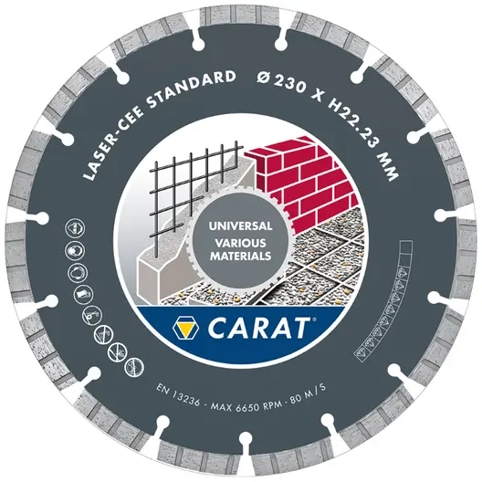 Диск диамантен за сухо рязане Carat универсален  230 мм, 22.2 мм, 3 мм, CEE