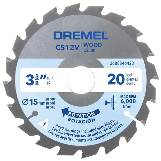 Диск циркулярен за рязане Dremel на дърво надлъжно с HM пластини  85 мм, 15 мм, 1.1/0.7 мм, 20 z, CS500