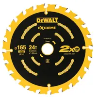 Диск циркулярен за рязане DeWALT на дърво напречно надлъжно с HM пластини  165 мм, 20 мм, 1.6 мм, 24 z, Extreme