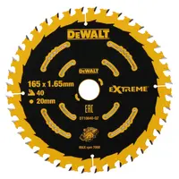 Диск циркулярен за рязане DeWALT на дърво фино напречно надлъжно с HM пластини  165 мм, 20 мм, 1.6 мм, 40 z, Extreme