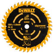 Диск циркулярен за рязане DeWALT на дърво фино напречно надлъжно с HM пластини  184 мм, 16 мм, 1.6 мм, 40 z, Extreme - product - 095 DWA 117