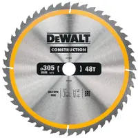 Диск циркулярен за рязане DeWALT на дърво напречно надлъжно с HM пластини  305 мм, 30 мм, 3 мм, 48 z, Construction