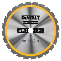 Диск циркулярен за рязане DeWALT на дърво напречно надлъжно с HM пластини  315 мм, 30 мм, 3.2 мм, 24 z, Construction