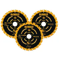 Диск циркулярен за рязане DeWALT на дърво грубо с HM пластини комплект 3 бр. 190 мм, 30 мм, 1.65 мм, 24 z, Extreme