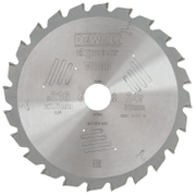 Диск циркулярен за рязане DeWALT на дърво напречно надлъжно с HM пластини  216 мм, 30 мм, 2.6 мм, 24 z, Extreme - product - 095 DWA 129