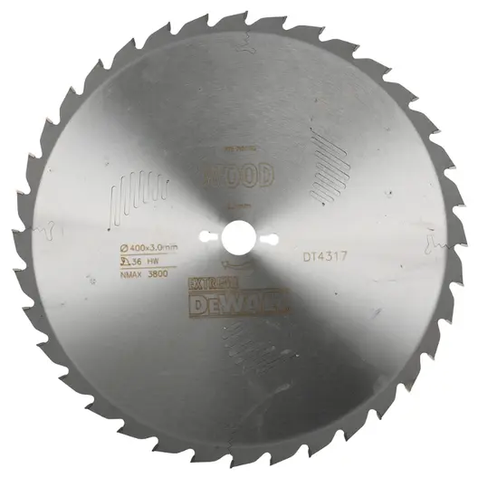 Диск циркулярен за рязане DeWALT на дърво напречно надлъжно с HM пластини  400 мм, 30 мм, 3 мм, 36 z, Extreme