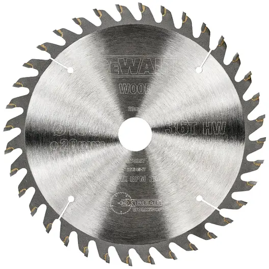 Диск циркулярен за рязане DeWALT на дърво фино напречно надлъжно с HM пластини  160 мм, 20 мм, 2.6 мм, 36 z, Extreme