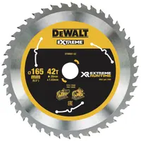 Диск циркулярен за рязане DeWALT на дърво фино напречно надлъжно с HM пластини  165 мм, 20 мм, 1.76 мм, 42 z, Extreme Runtime