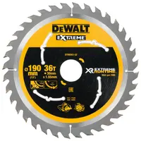 Диск циркулярен за рязане DeWALT на дърво фино напречно надлъжно с HM пластини  190 мм, 30 мм, 1.55 мм, 36 z, Extreme Runtime