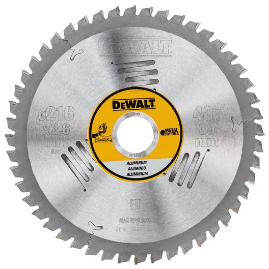 Диск циркулярен за рязане DeWALT на алуминий с HM пластини  216 мм, 30 мм, 2.6 мм, 48 z, Aluminium