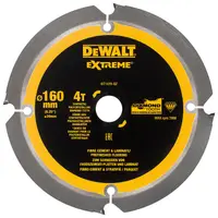 Диск циркулярен за рязане DeWALT за фиброцимент, ламинат и MDF с PCD пластини  160 мм, 20 мм, 1.8 мм, 4 z, Extreme