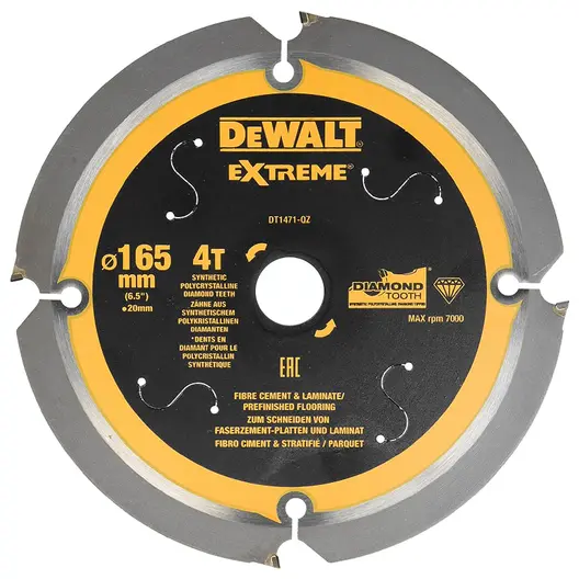 Диск циркулярен за рязане DeWALT за фиброцимент, ламинат и MDF  160 мм, 20 мм, 1.8 мм, 4 z, Extreme