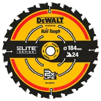 Диск циркулярен за рязане DeWALT на дърво напречно надлъжно с HM пластини  184 мм, 20 мм, 1.66 мм, 24 z, DT10401
