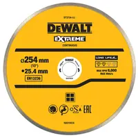 Диск диамантен за мокро рязане DeWALT на керамични плочки  254 мм, 25.4 мм, 1.6 мм, Diamond Edge