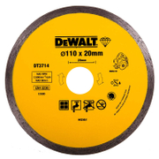 Диск диамантен за сухо и мокро рязане DeWALT на керамични плочки  110 мм, 20 мм, 1.6 мм, Diamond Edge - product - 095 DWT 854
