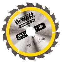 Диск циркулярен за рязане DeWALT на дърво грубо с HM пластини  184 мм, 30 мм, 18 z, Construction