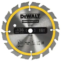 Диск циркулярен за рязане DeWALT на дърво грубо с HM пластини  136 мм, 10 мм, 16 z, Construction