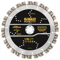 Диск диамантен за сухо и мокро рязане DeWALT на бетон, тухли и керемиди  230 мм, 22.23 мм, Elite